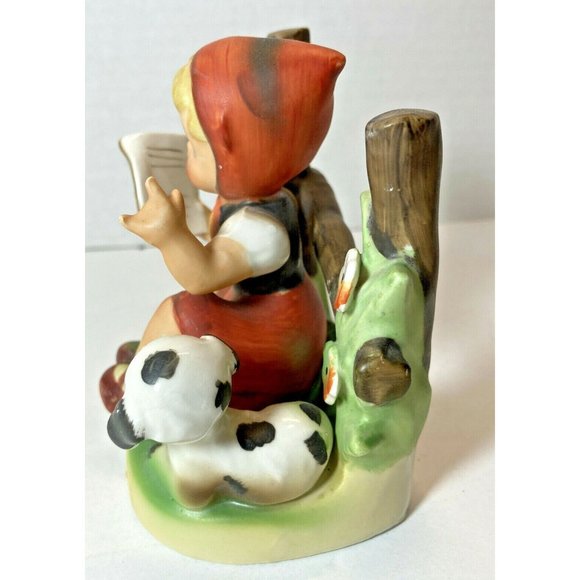 Vintage Kalk Porcelain Figurine • Girl Reading w/ Puppy • Germany • Hand-Painted - Picture 4 of 5